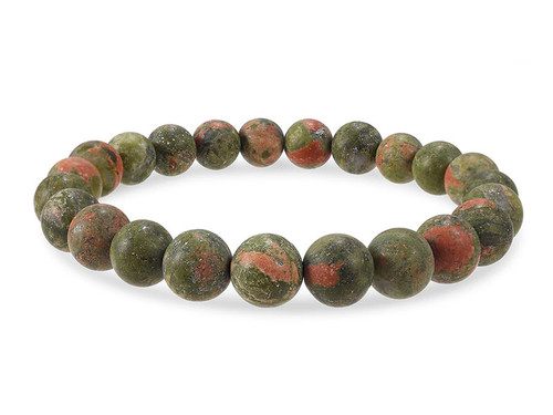 8mm Matte Unakite Elastic Bracelet 7.5" natural [b3b21m]