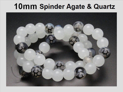 10mm Spider & Quartz Round Beads 15.5" dyed [10x19]