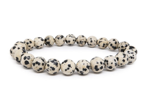 4mm Matte Dalmatian Jasper Elastic Bracelet 7.5" natural [b1b23m]