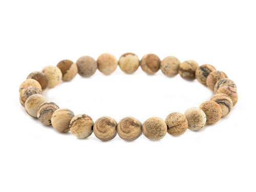 8mm Matte Picture Jasper Elastic Bracelet 7.5" natural [b3b26m]