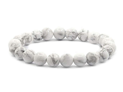 8mm Matte White Howlite Elastic Bracelet 7.5" natural [b3b9m]