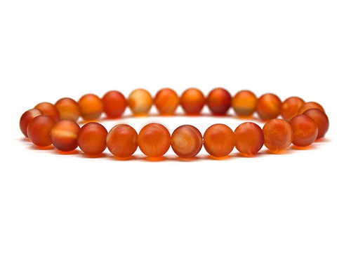 4mm Matte Carnelian Elastic Bracelet 7.5" heated [b1d17m]