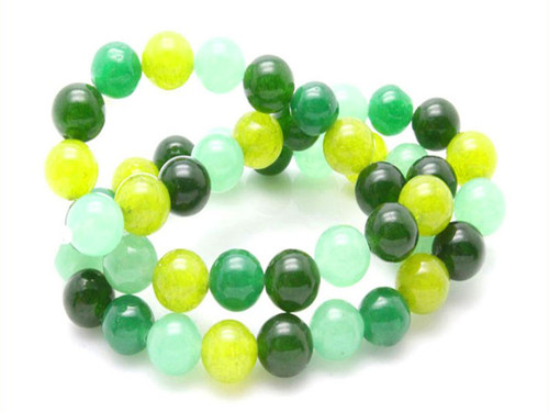 10mm Mix Green Jade Round Beads 15.5" dyed [10x18]