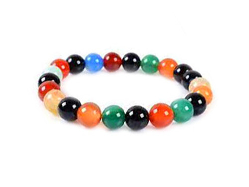 10mm Matte Mix Agate Elastic Bracelet 7.5" dyed [b4d29m]