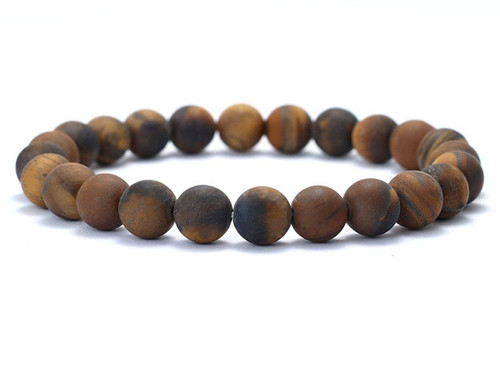 4mm Matte Tiger Eye Elastic Bracelet 7.5" natural [b1d2m]