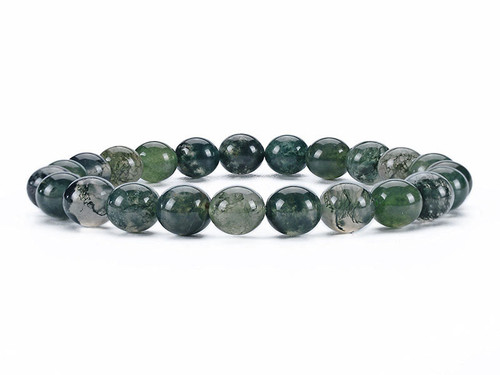 6mm Matte Moss Agate Elastic Bracelet 7.5" natural [b2d3m]