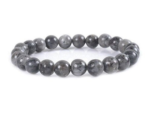 6mm Matte Black Labradorite Elastic Bracelet 7.5" natural [b2d40m]