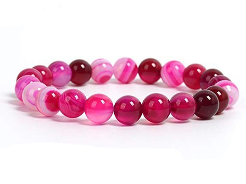 6mm Matte Rose Agate Elastic Bracelet 7.5" dyed [b2f11m]