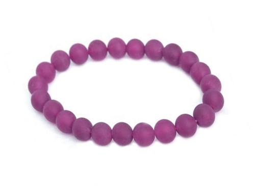 6mm Matte Purple Agate Elastic Bracelet 7.5" dyed [b2f14m]