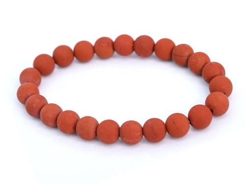 4mm Matte Red Jasper Elastic Bracelet 7.5" natural [b1r12m]