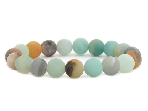 6mm Matte Gold Black Amazonite Elastic Bracelet 7.5" natural [b2r36m]