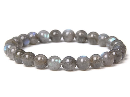 10mm Matte Labradorite Elastic Bracelet 7.5" natural [b4r40m]