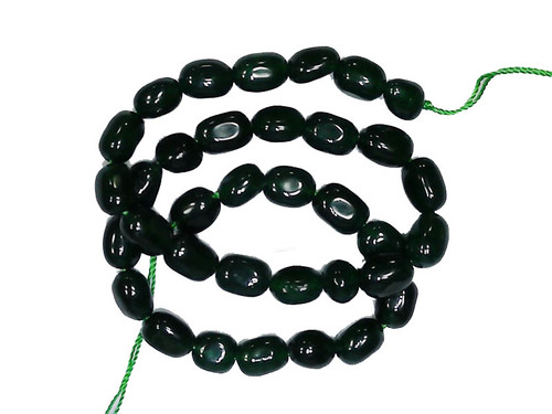 8x10mm Green Jade Pebble Beads 15.5" [h20v]