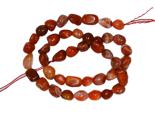 8x10mm Red Agate Pebble Beads 15.5" [h20h]