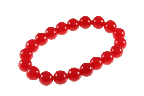 8mm Ruby Jade Elastic Bracelet 7.5" Natural Dyed [b3b76]