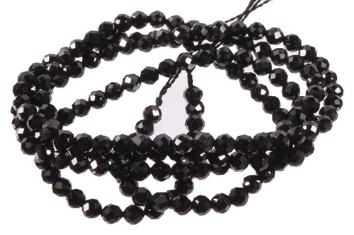 2mm Black Cyrstal Glass Faceted Beads 15.5" 230-250pcs. [u22k]