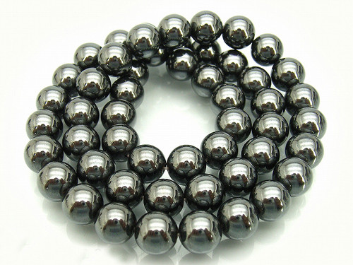 10mm Hematite Magnetic Round Beads 15.5" synthetic [10a21c]