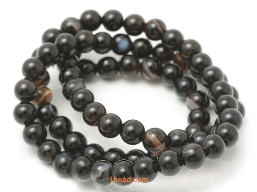 6mm Black Gray Agate Round Beads 15.5" natural [6d42]