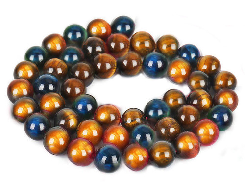 6mm Golden & Blue Tiger Eye Round Beads 15.5" heated [6g3yb]