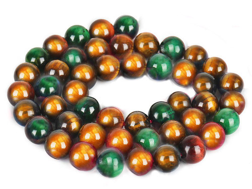 10mm Golden & Green Tiger Eye Round Beads 15.5" heated [10g3yg]