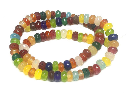 6mm Mix Gemstone Rondelle Beads 15.5" natural [s642]