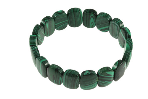 10x15mm Malachite Oval Elastic Bracelet 7.7" synthetic [b5f2]