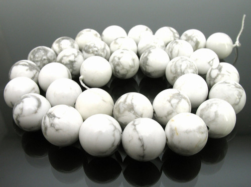 12mm White Howlite Round Beads 15.5" natural [12b9]