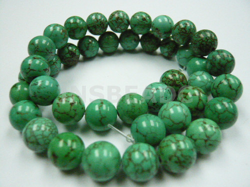 12mm Green Turquoise Round Beads 15.5" stabilized [12d22]