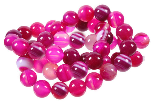 12mm Rose Stripe Agate Round Beads 15.5" dyed [12f21]