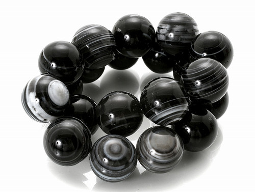 12mm Black Stripe Agate Round Beads 15.5" natural [12f26]