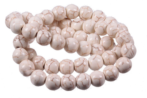 12mm White Turquoise Round Beads 15.5" stabilized [12d23]