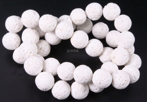 12mm Volcano White Lava Round Beads 15.5" dyed [12kw]