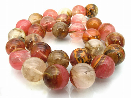 12mm Fire Cherry Quartz Round Beads 15.5" synthetic [12a46]