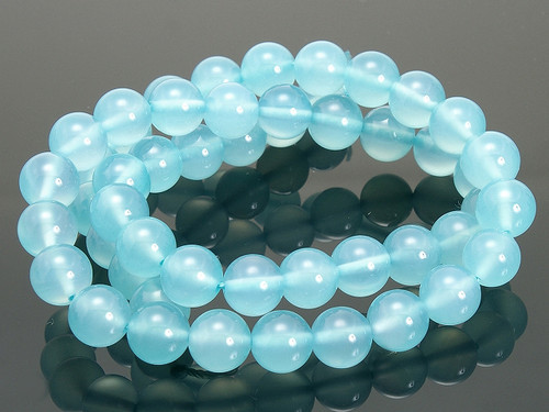 12mm Aqua Quartz Round Beads 15.5" synthetic [12a70]