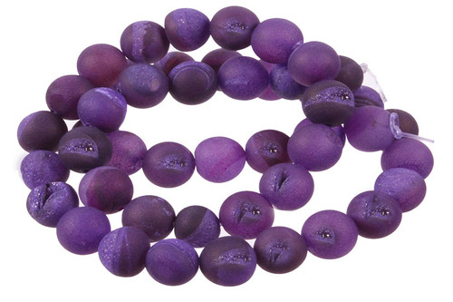 12mm Purple Druzy Agate Round Beads 15.5" coated [12a30p]