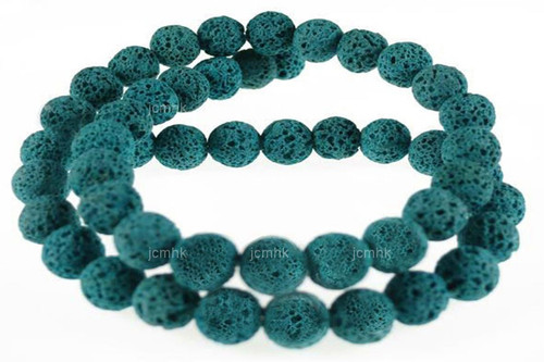 12mm Volcano Turquoise Lava Round Beads 15.5" dyed [12kt]