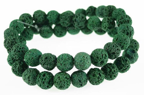 12mm Volcano Green Lava Round Beads 15.5" dyed [12kg]