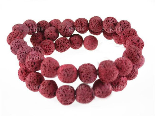 12mm Volcano Red Lava Round Beads 15.5" dyed [12kr]