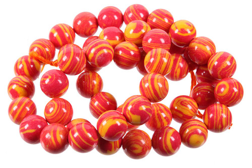 12mm Orange Lace Malachite Round Beads 15.5" synthetic [12r49h]