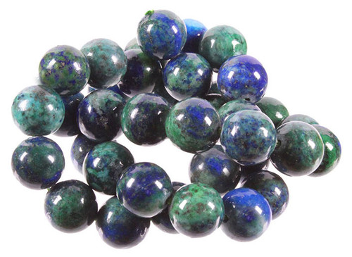 12mm Azurite Malachite Round Beads 15.5" natural [12r66]