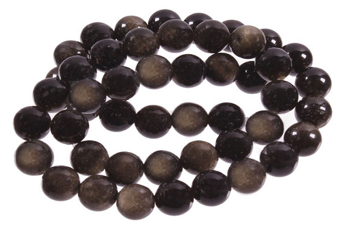 12mm Golden Sheen Obsidian Round Beads 15.5" natural [12r70]