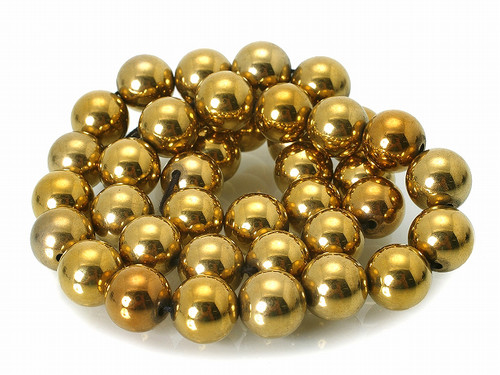 12mm Hematite Gold Round Beads 15.5" coated [12a21g]