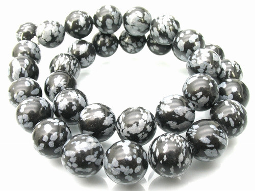 12mm Snowflake Obsidian Round Beads 15.5" natural [12b25]