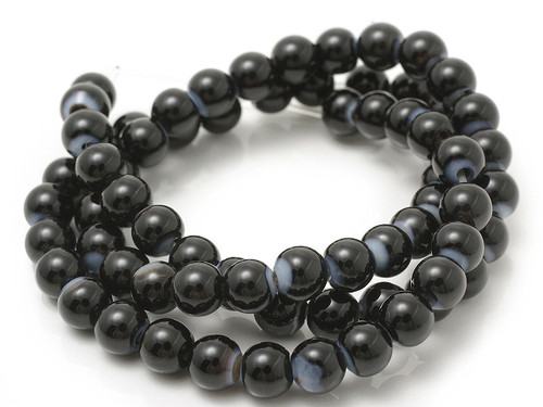 12mm Black Gray Agate Round Beads 15.5" natural [12d42]