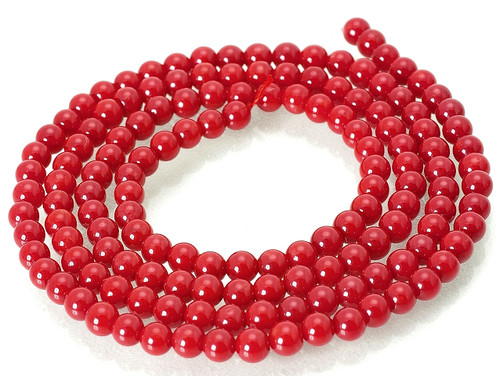 3.3-4mm Red Coral Round Beads 15.5" dyed [4d39]