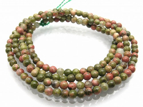 4mm Unakite Round Beads 15.5" natural [4b21]