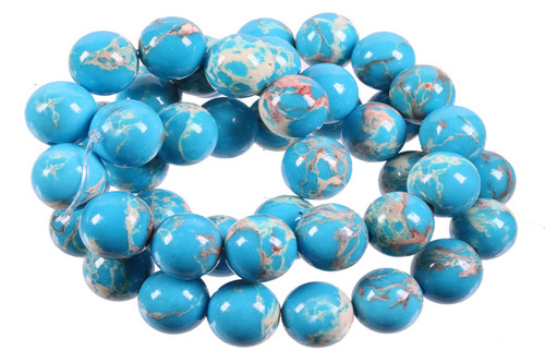 12mm Blue Sea Sediment Round Beads 15.5" natural [12r55b]