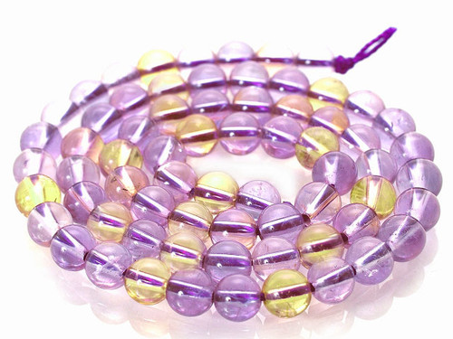 12mm Amethyst & Citrine Crystal Round Beads 15.5" natural [12r9]