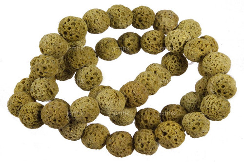 12mm Volcano Yellow Lava Round Beads 15.5" dyed [12ky]