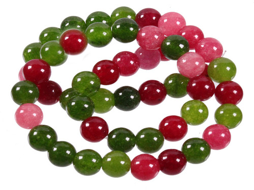 12mm Mix Jade Round Beads 15.5" dyed [12x43]